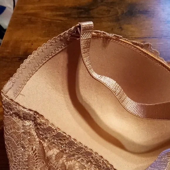 NWOT 36D Feminine Rene Rofe caramel Colored Lace Sexy Padded Underwire Bra - Picture 8 of 12